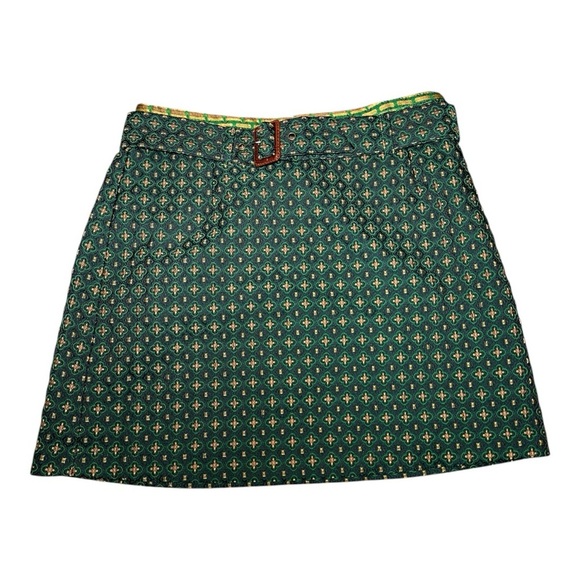 Urban Outfitters UO Peggy Belted green and gold brocade Mini Skirt size SP - Picture 5 of 13